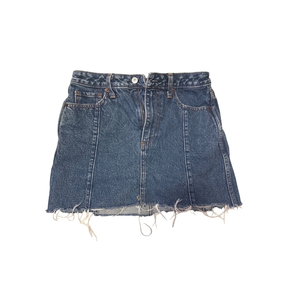Abercrombie & Fitch Zoe Natural Rise Vintage A-Line Denim Mini Skirt Blue 26 2